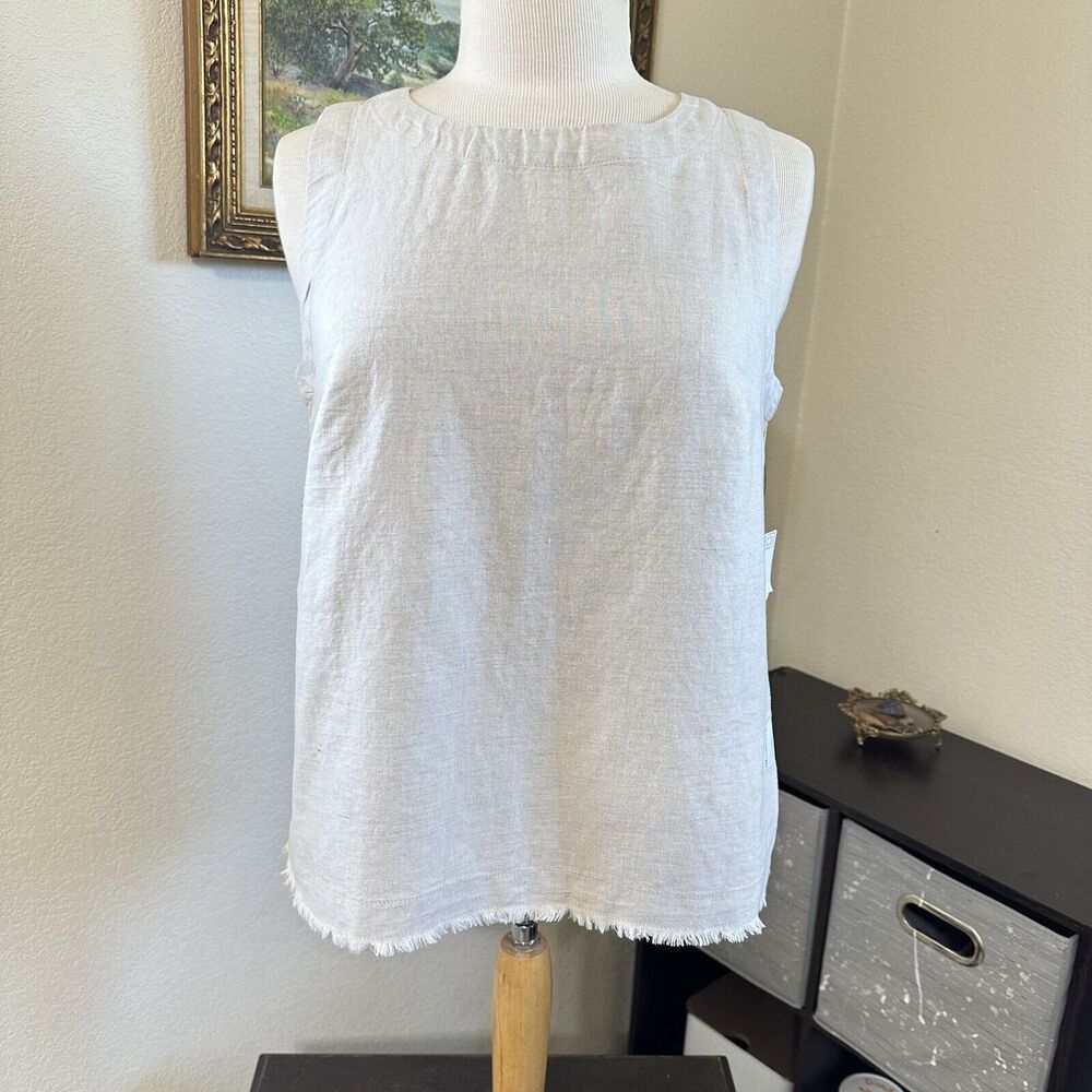 Liz Claiborne Womens Linen Blend Tank Tunic Top Sleeveless Minimalist Sz S New*